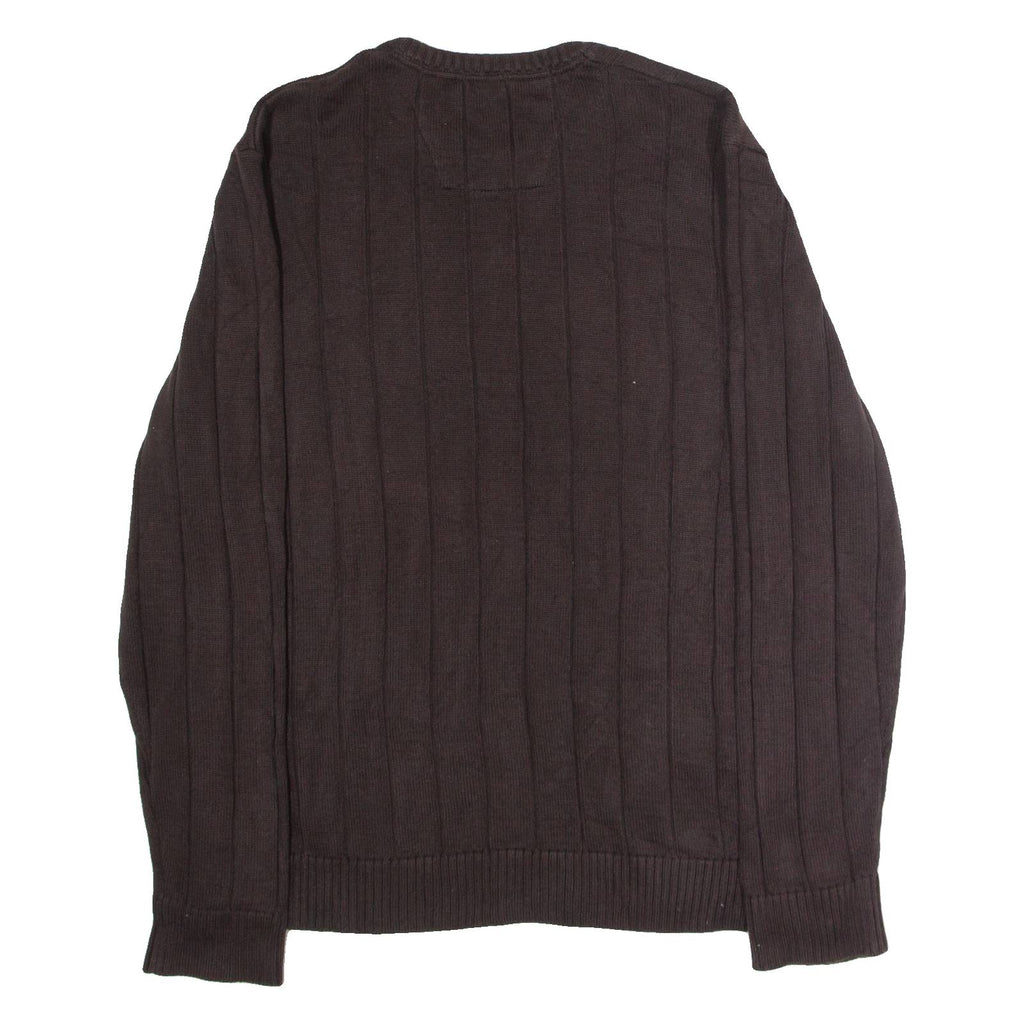 NAUTICA Mens Jumper Brown Crew Neck Tight Knit XL