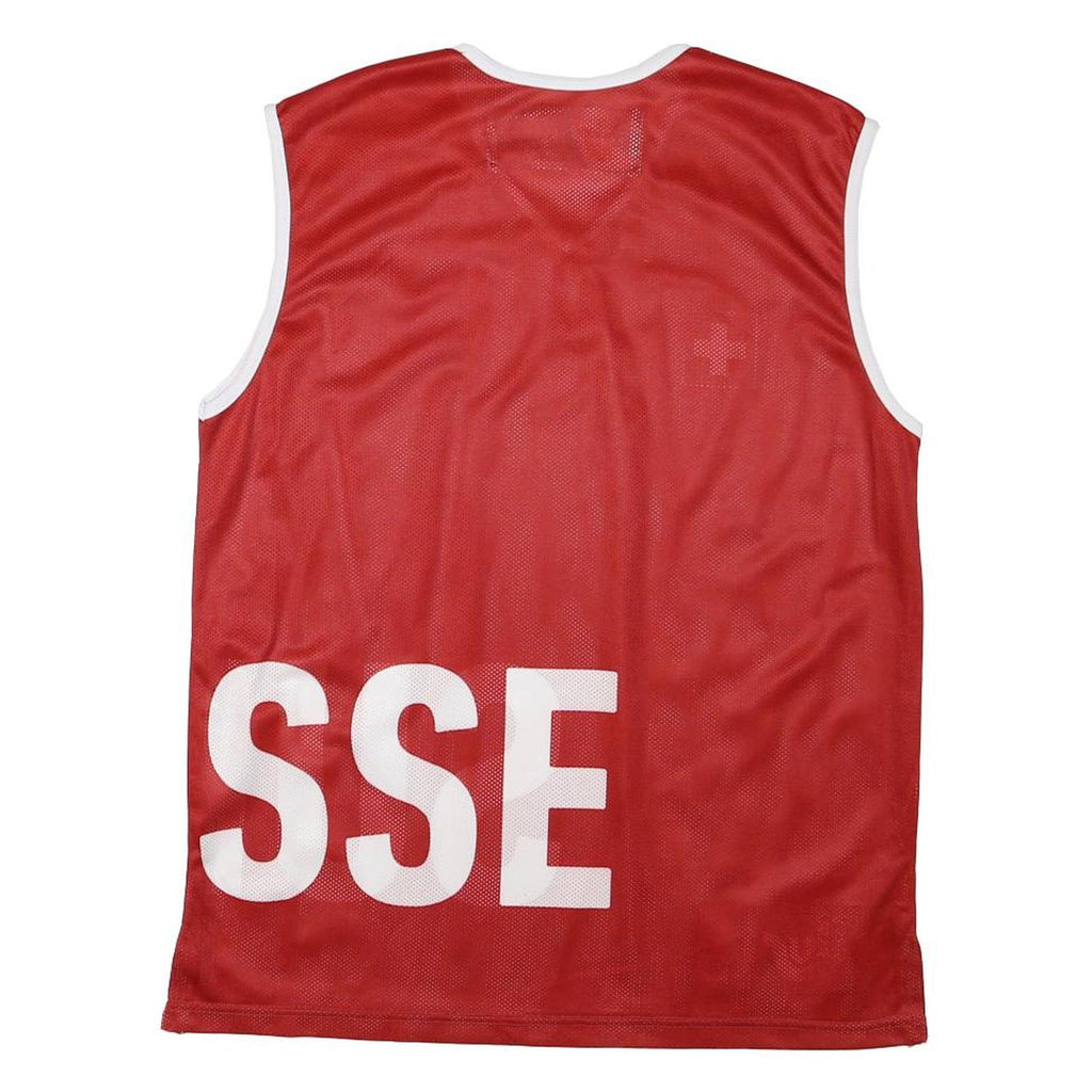 SHSV FSSU Mens Red White Sleeveless V-Neck Graphic Polyester Blend T-Shirt M