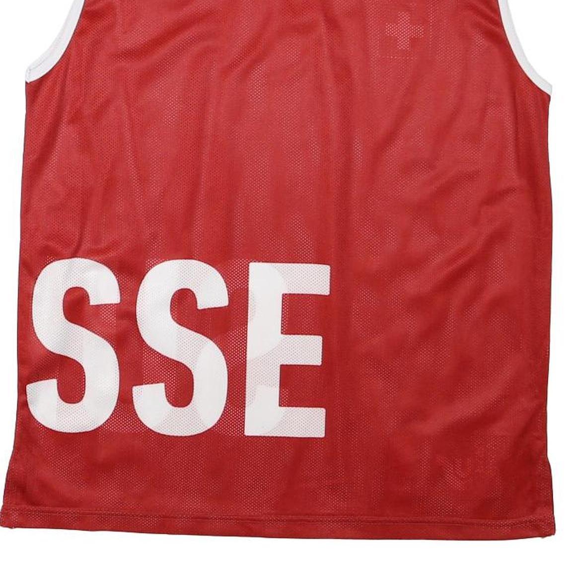 SHSV FSSU Mens Red White Sleeveless V-Neck Graphic Polyester Blend T-Shirt M