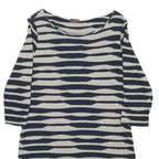 PHASE EIGHT Womens Blue & Cream Shift Cotton Striped Knee Length Dress L Casual