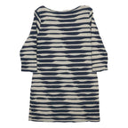 PHASE EIGHT Womens Blue & Cream Shift Cotton Striped Knee Length Dress L Casual