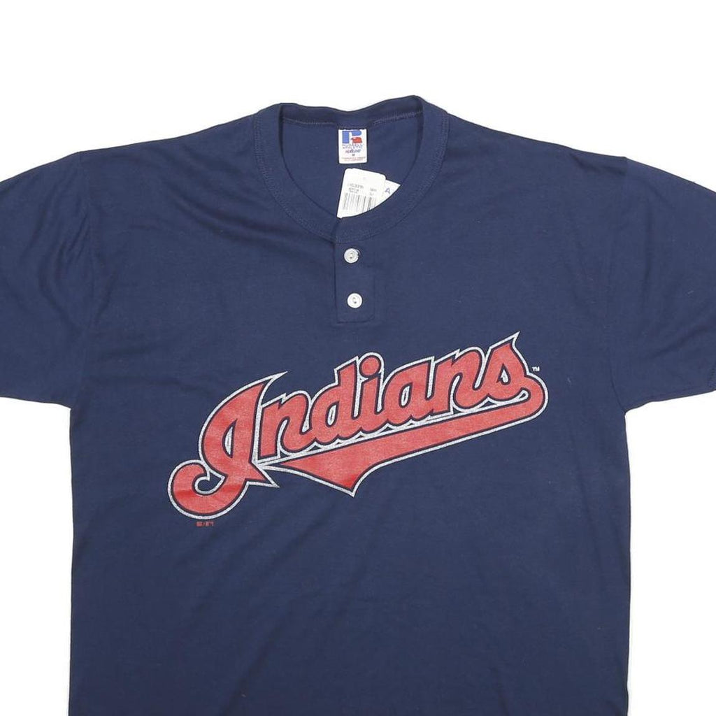 RUSSELL ATHLETIC Mens Navy Blue Indians Graphic T-Shirt M Short Sleeve Crew Neck