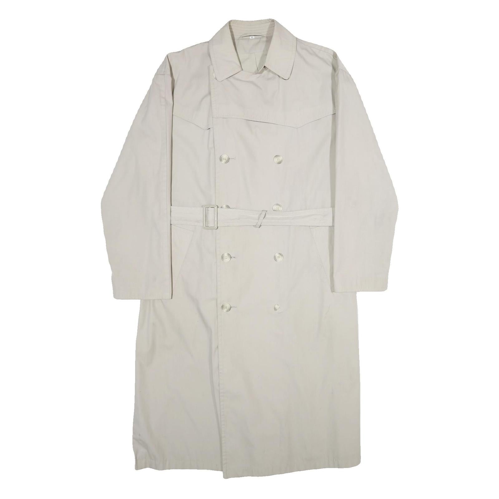 THE BURTON COLLECTION Mens Cream Trench Jacket M Polyester Plain Button Closure