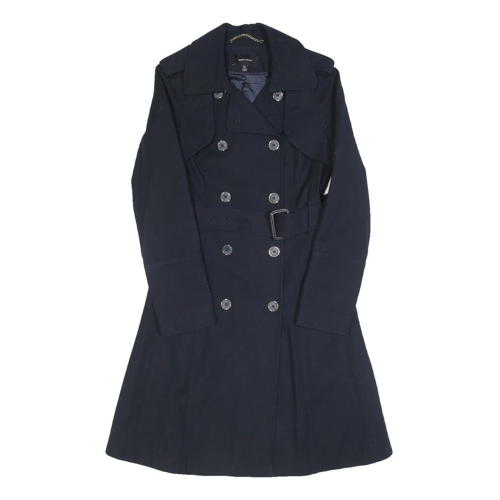 KAREN MILLEN Womens Navy Blue Classic Jacket UK 6 Cotton Blend Button Closure