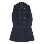 KAREN MILLEN Womens Navy Blue Classic Jacket UK 6 Cotton Blend Button Closure