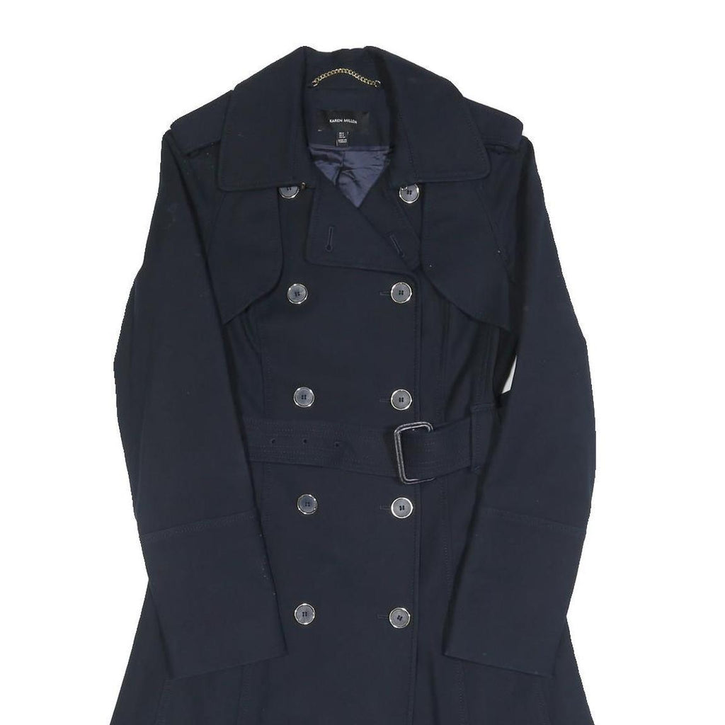 KAREN MILLEN Womens Navy Blue Classic Jacket UK 6 Cotton Blend Button Closure