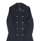 KAREN MILLEN Womens Navy Blue Classic Jacket UK 6 Cotton Blend Button Closure