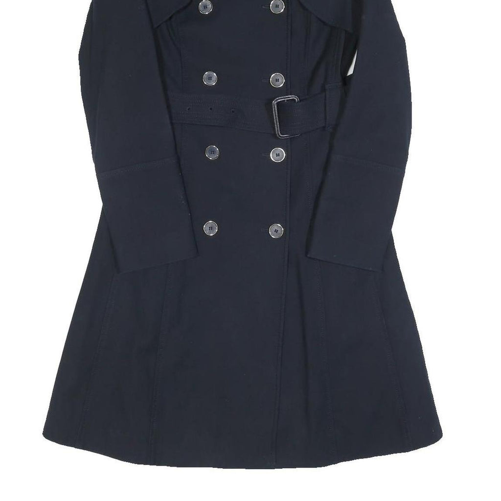 KAREN MILLEN Womens Navy Blue Classic Jacket UK 6 Cotton Blend Button Closure