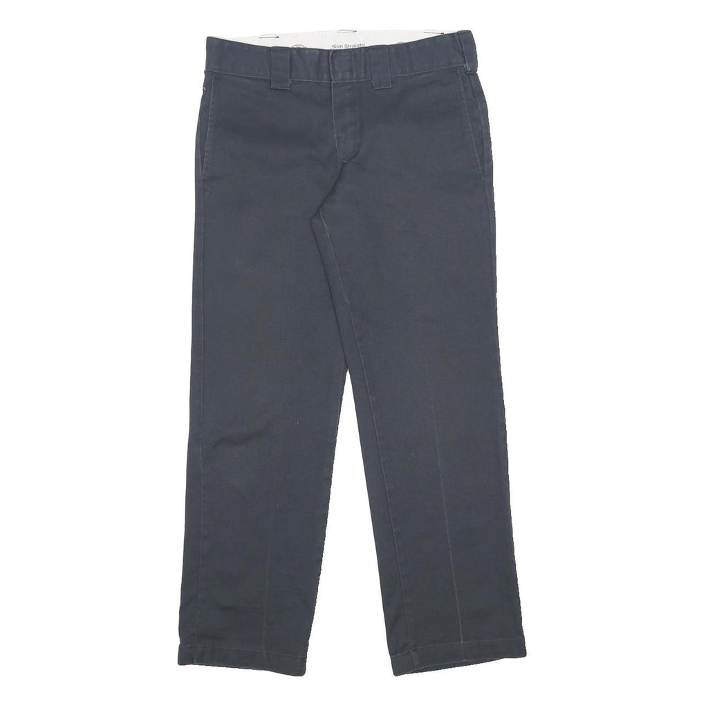 DICKIES Womens Cotton Blend Slim Black Straight Trousers W32 L29 Workwear Zip