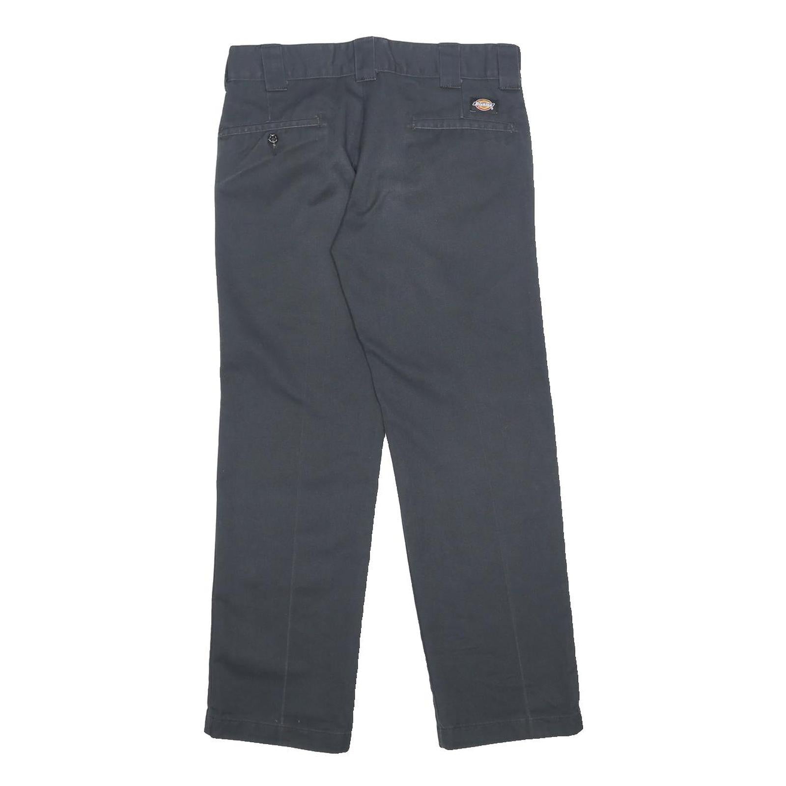 DICKIES Womens Cotton Blend Slim Black Straight Trousers W32 L29 Workwear Zip