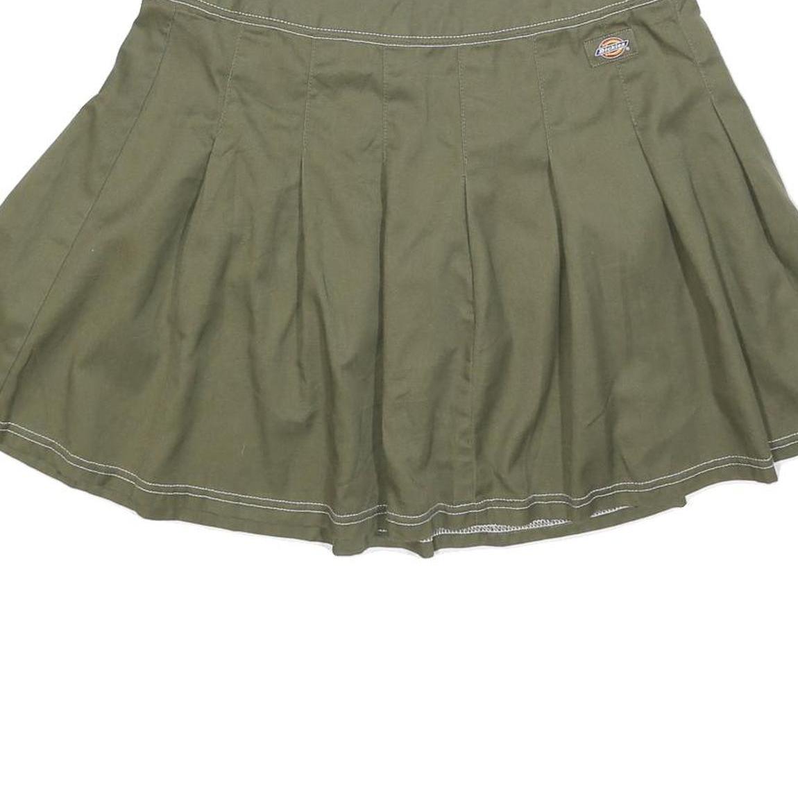 DICKIES Womens Green Pleated Mini Cotton Blend Skirt M Casual Utility