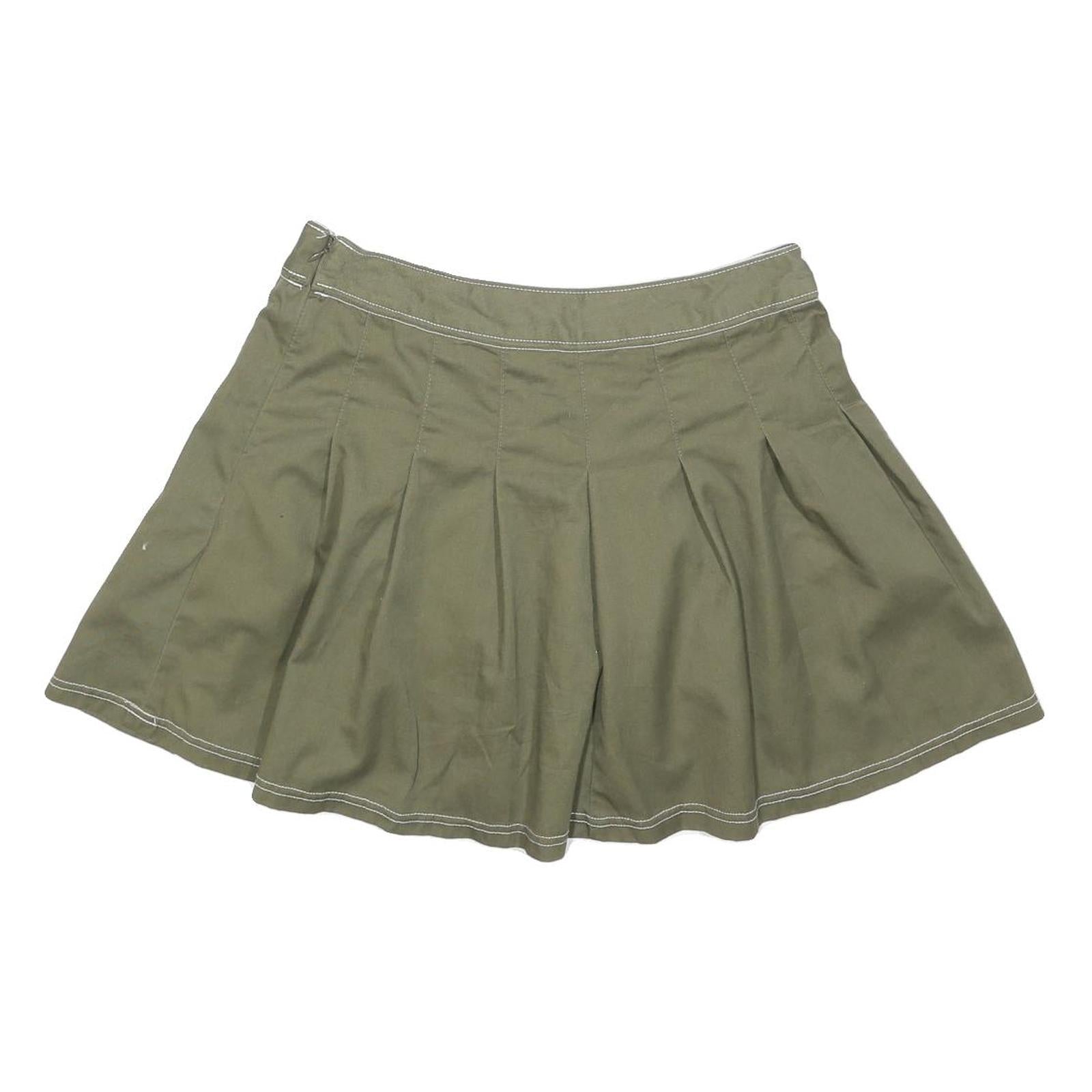 DICKIES Womens Green Pleated Mini Cotton Blend Skirt M Casual Utility
