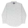 TOMMY HILFIGER Mens White & Green Check Shirt XL Classic Cotton Blend Long