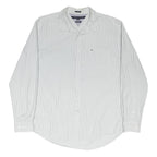 TOMMY HILFIGER Mens White & Green Check Shirt XL Classic Cotton Blend Long