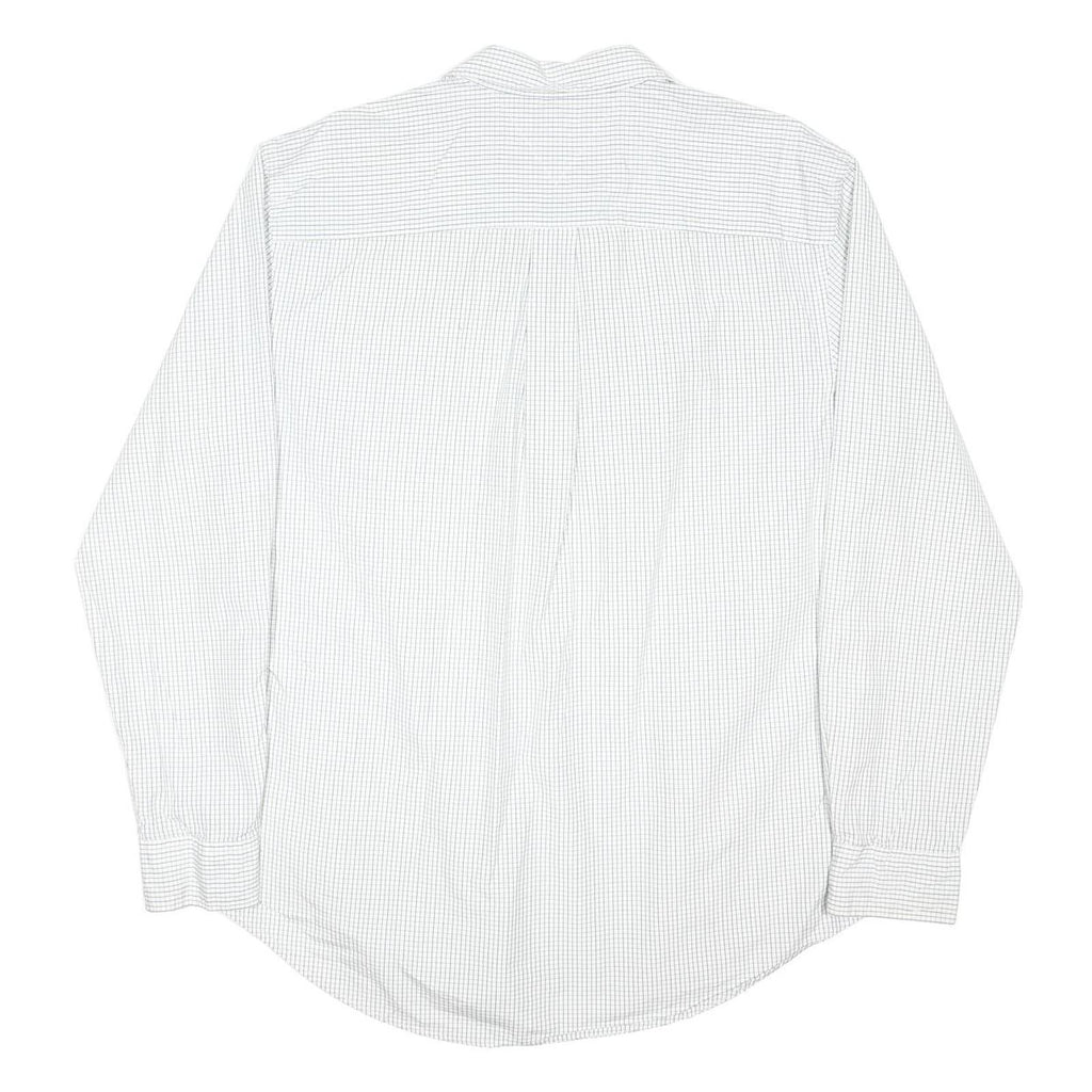 TOMMY HILFIGER Mens White & Green Check Shirt XL Classic Cotton Blend Long
