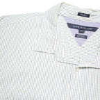 TOMMY HILFIGER Mens White & Green Check Shirt XL Classic Cotton Blend Long