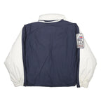 NAUTICA Mens White & Navy Blue Colourblock Zip Jacket L Cotton Casual