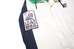 NAUTICA Mens White & Navy Blue Colourblock Zip Jacket L Cotton Casual