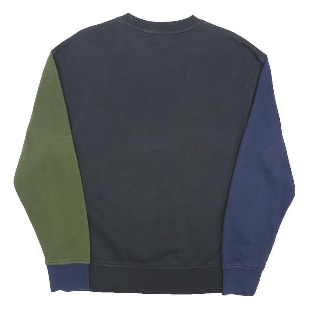 LEVI'S Mens Black Navy & Green Colourblock Crew Neck S Cotton Sweatshirt