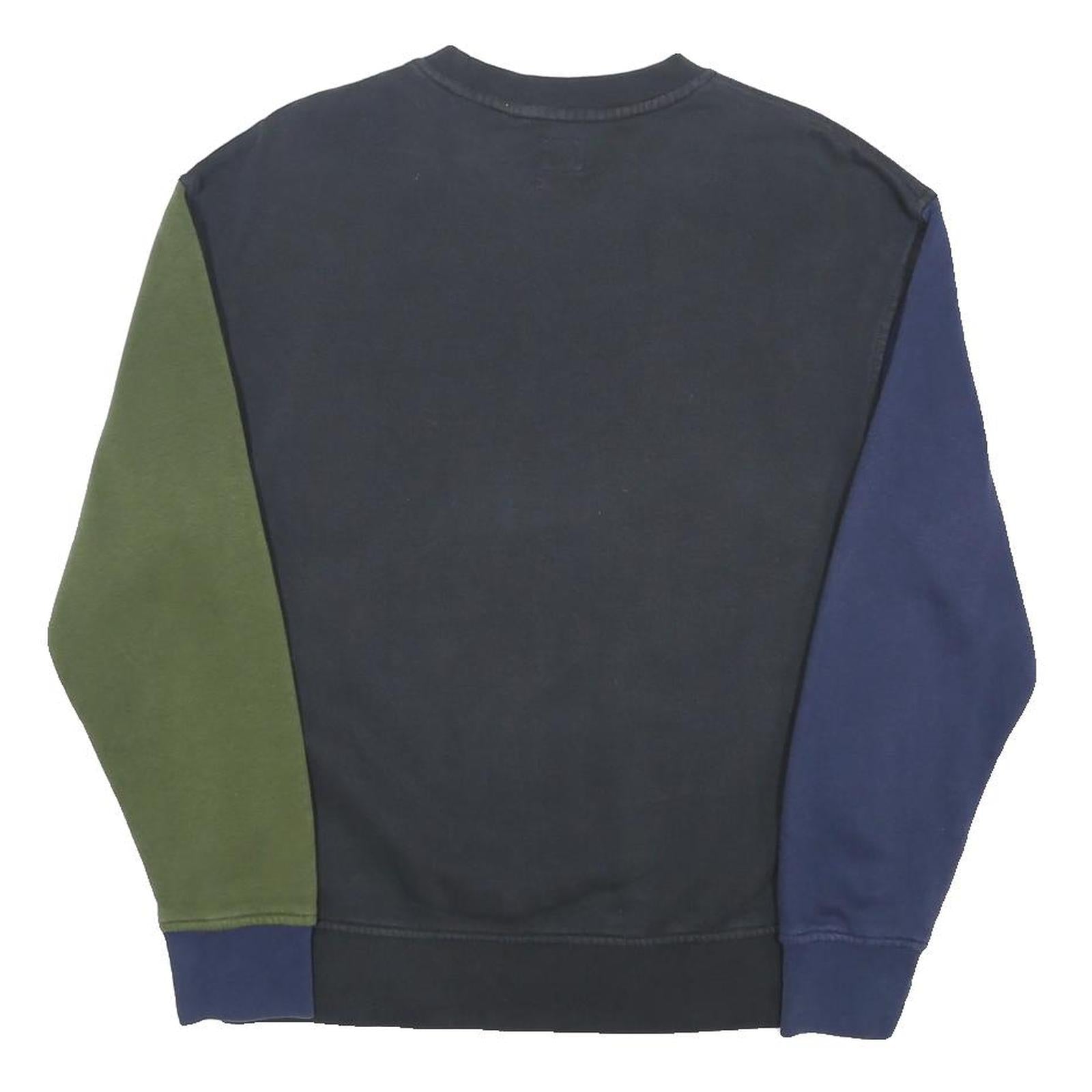 LEVI'S Mens Black Navy & Green Colourblock Crew Neck S Cotton Sweatshirt
