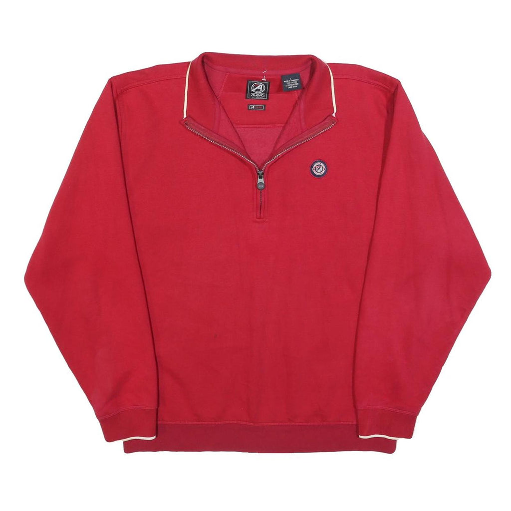 AHEAD Mens Red 1/4 Zip Sweatshirt L Cotton Blend Casual Pullover