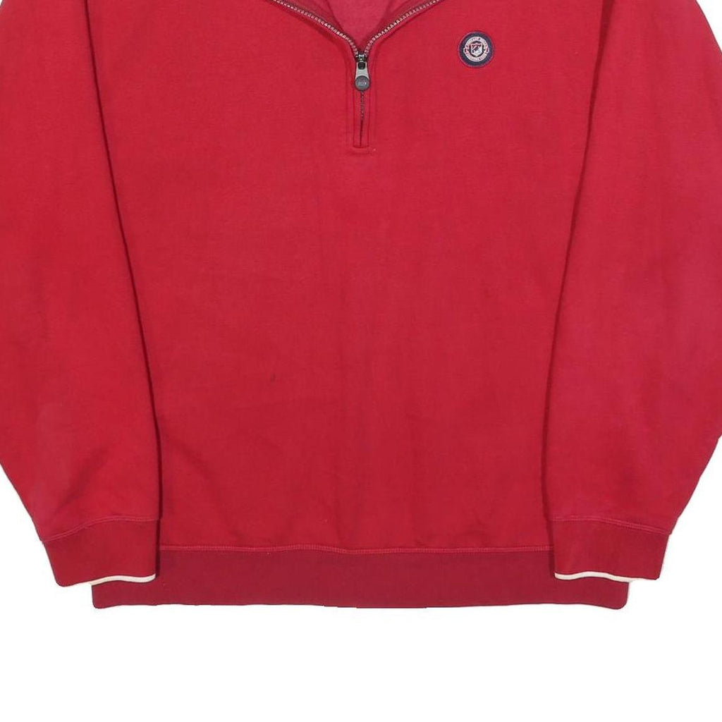 AHEAD Mens Red 1/4 Zip Sweatshirt L Cotton Blend Casual Pullover