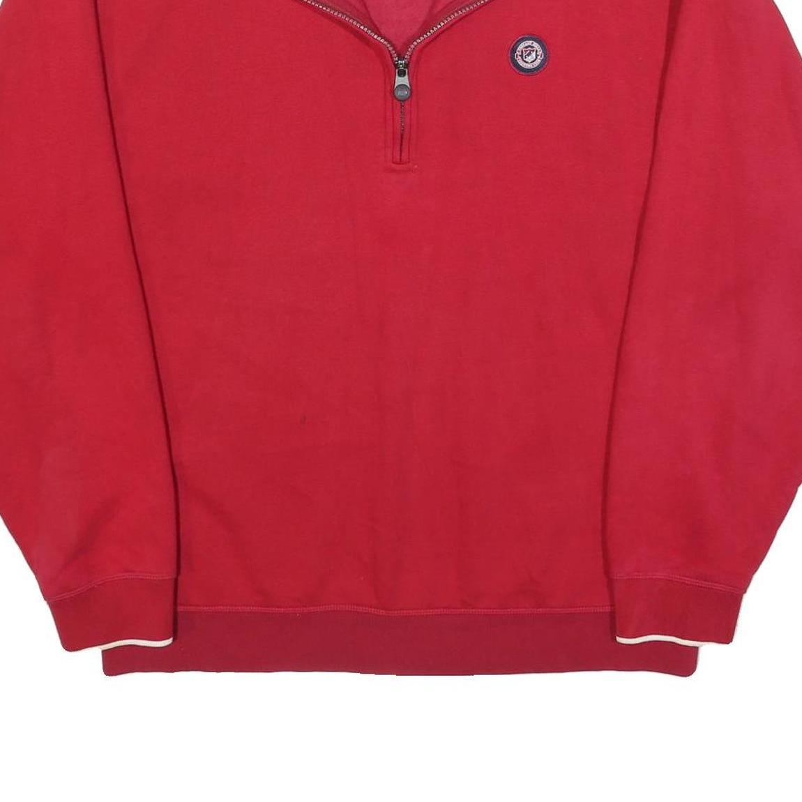 AHEAD Mens Red 1/4 Zip Sweatshirt L Cotton Blend Casual Pullover