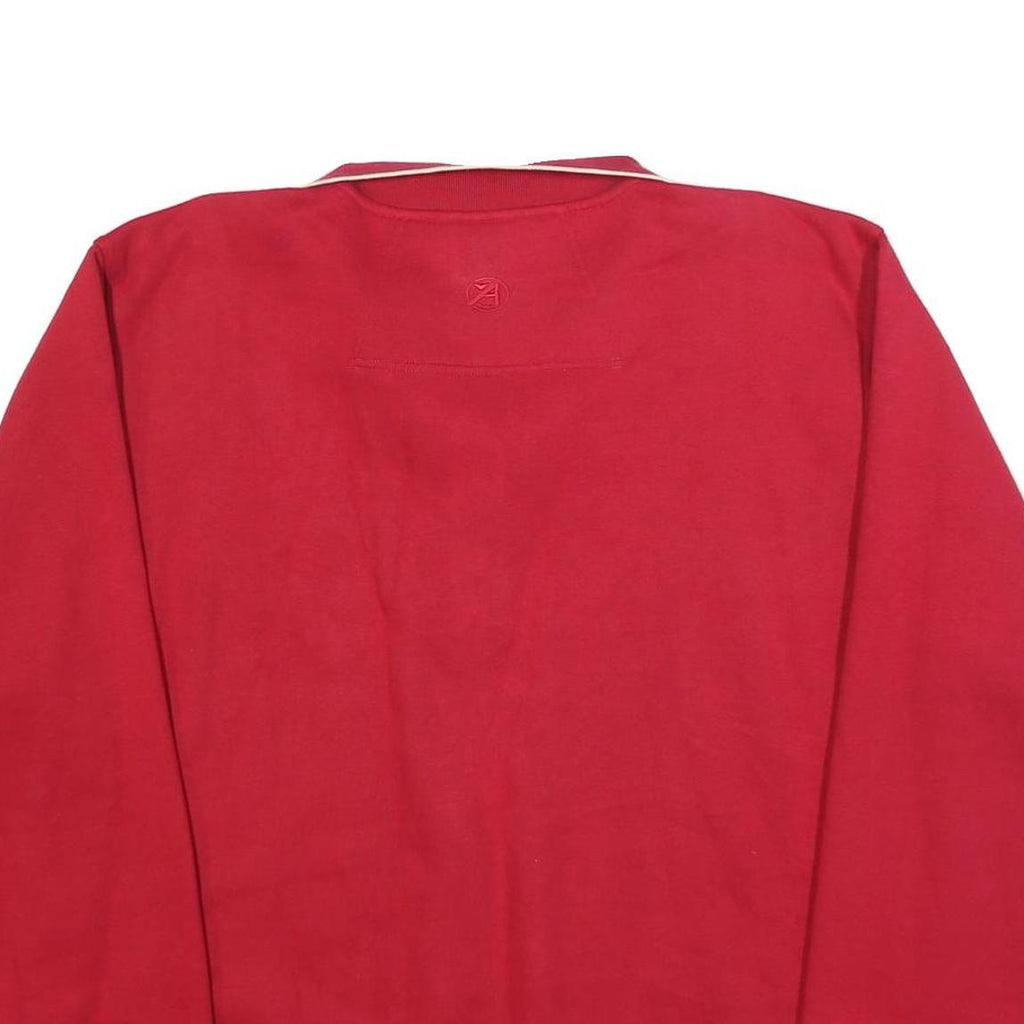 AHEAD Mens Red 1/4 Zip Sweatshirt L Cotton Blend Casual Pullover