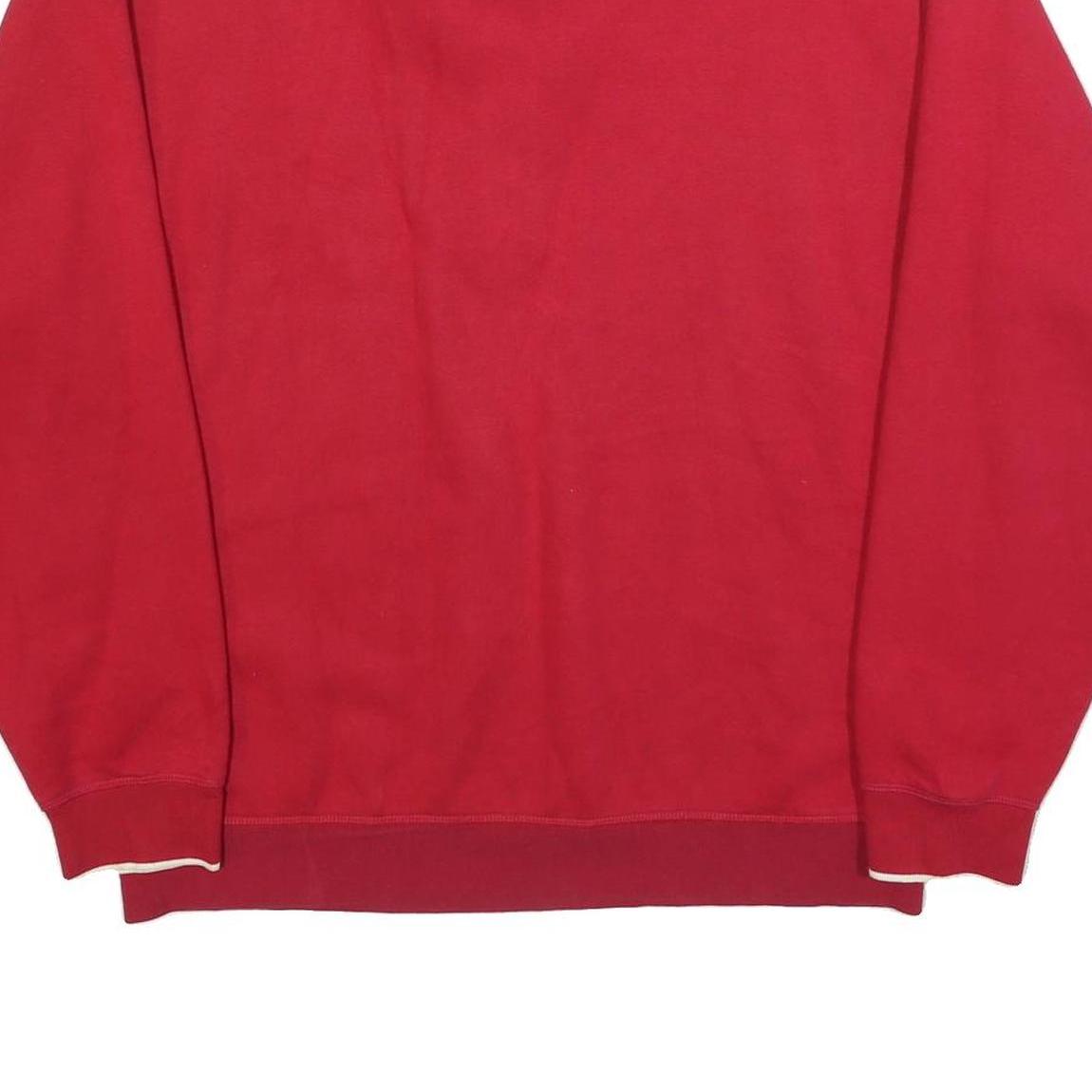AHEAD Mens Red 1/4 Zip Sweatshirt L Cotton Blend Casual Pullover