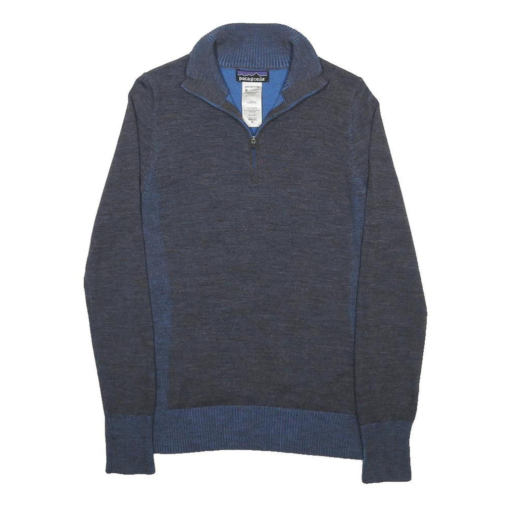 PATAGONIA Womens Blue Jumper Pullover Plain Round Neck Tight Knit M Wool Winter