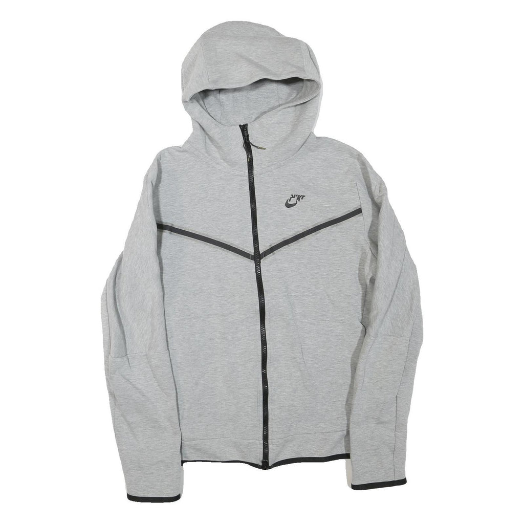 NIKE Mens Grey & Black Pullover Regular Fit S Cotton Blend Zip Hoodie With