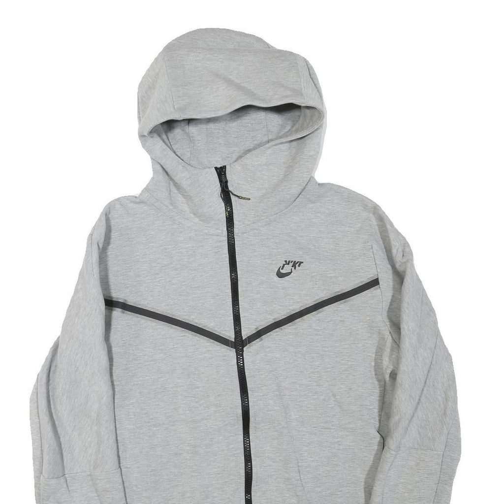 NIKE Mens Grey & Black Pullover Regular Fit S Cotton Blend Zip Hoodie With