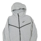 NIKE Mens Grey & Black Pullover Regular Fit S Cotton Blend Zip Hoodie With