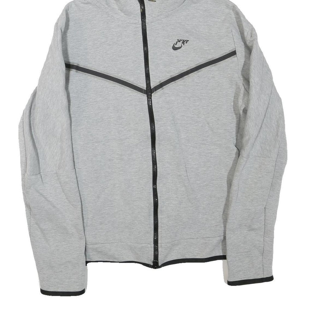 NIKE Mens Grey & Black Pullover Regular Fit S Cotton Blend Zip Hoodie With