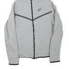 NIKE Mens Grey & Black Pullover Regular Fit S Cotton Blend Zip Hoodie With
