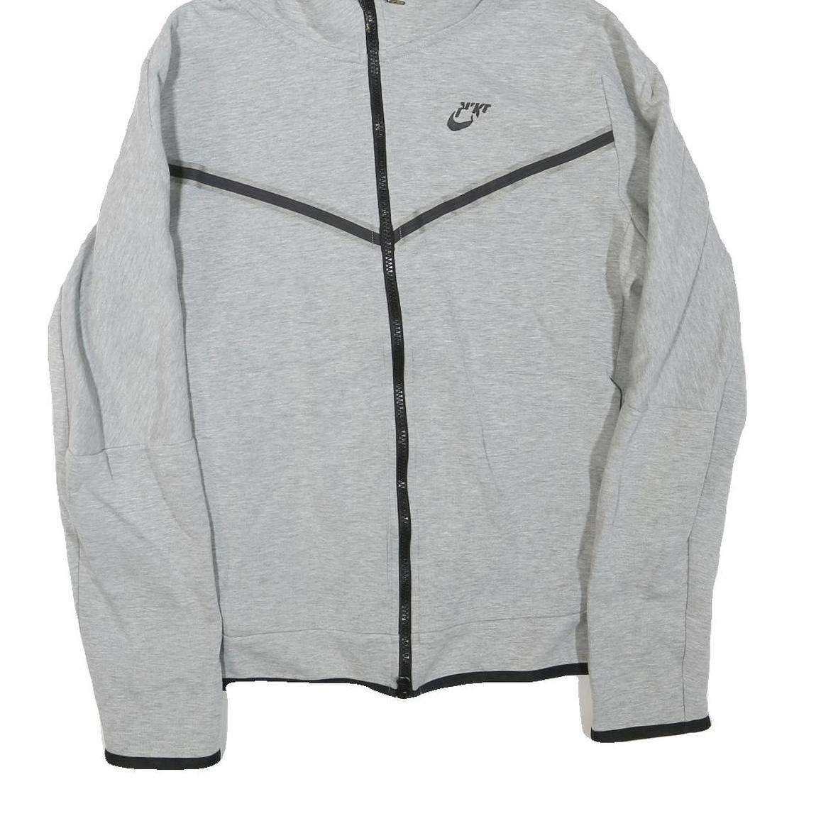 NIKE Mens Grey & Black Pullover Regular Fit S Cotton Blend Zip Hoodie With
