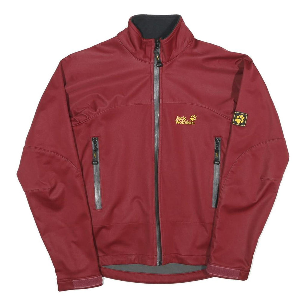 JACK WOLFSKIN Womens Maroon Softshell Jacket UK 10 Polyester Blend Outdoor Zip