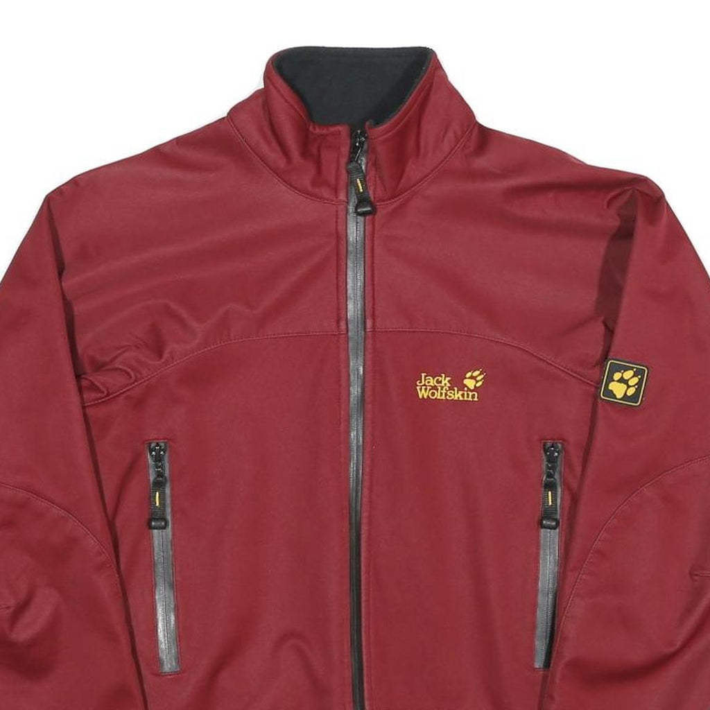 JACK WOLFSKIN Womens Maroon Softshell Jacket UK 10 Polyester Blend Outdoor Zip