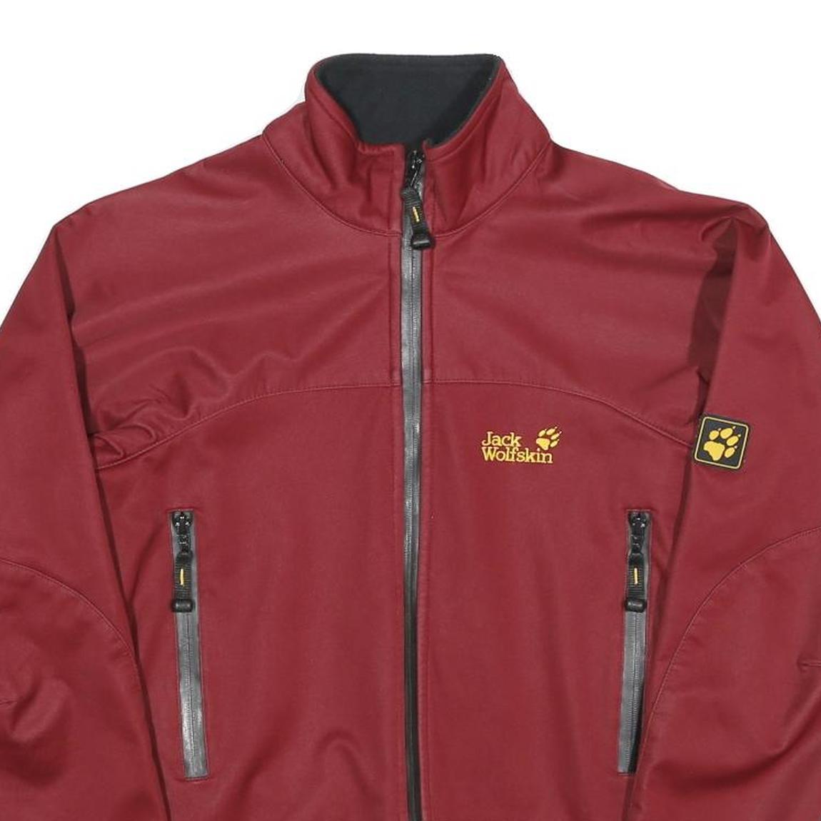 JACK WOLFSKIN Womens Maroon Softshell Jacket UK 10 Polyester Blend Outdoor Zip