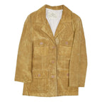 VERA PELLE Womens Beige Suede Button Jacket S Soft Leather Classic Style