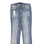 JUST CAVALLI Womens Jeans Blue Slim Straight Denim Light W29 L32 Distressed