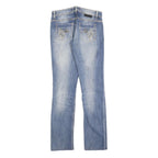 JUST CAVALLI Womens Jeans Blue Slim Straight Denim Light W29 L32 Distressed