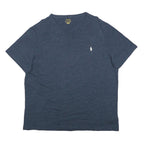 POLO RALPH LAUREN Mens Blue V-Neck T-Shirt XL Cotton Classic Crew Neck