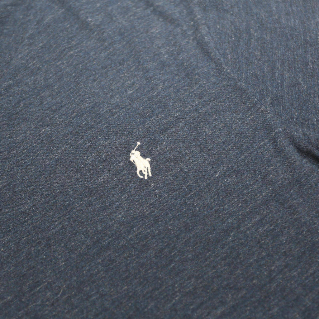 POLO RALPH LAUREN Mens Blue V-Neck T-Shirt XL Cotton Classic Crew Neck