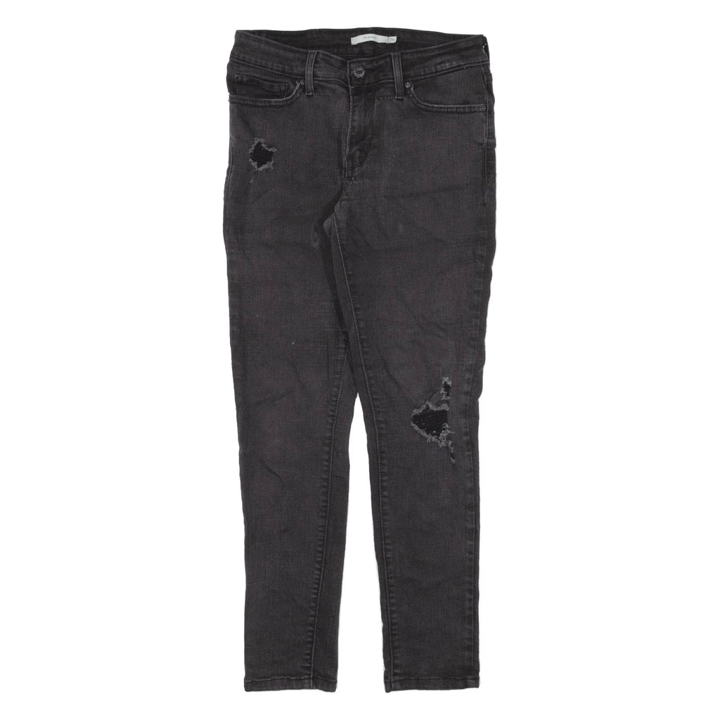 LEVI'S 711 Distressed Womens Jeans Black Slim Skinny W28 L26