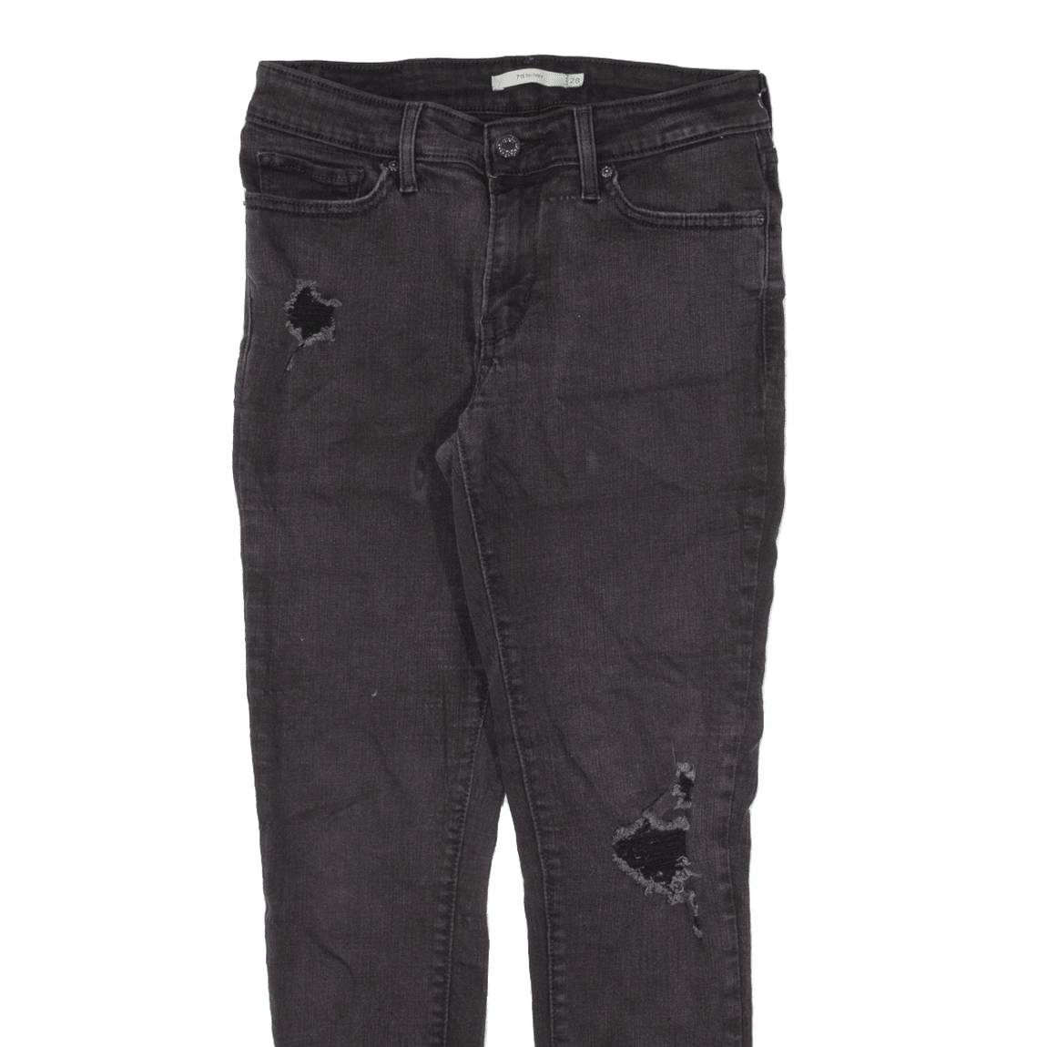 LEVI'S 711 Distressed Womens Jeans Black Slim Skinny W28 L26