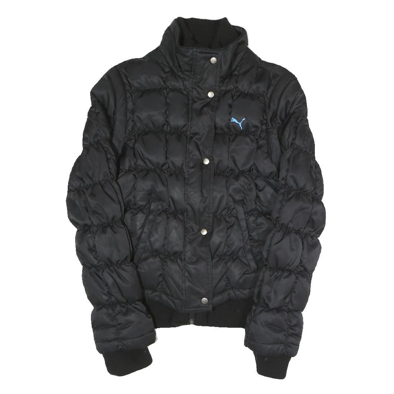 PUMA Womens Black Quilted Jacket S Polyester Blend Zip Casual Sportswear