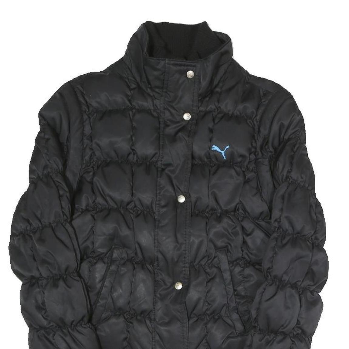 PUMA Womens Black Quilted Jacket S Polyester Blend Zip Casual Sportswear