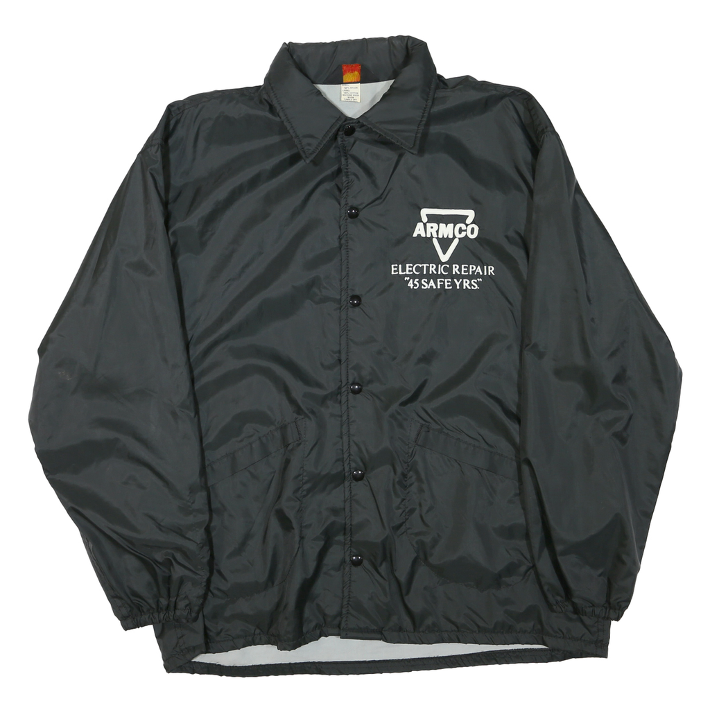 PLA-JAC Mens Black Armco Electric Repair Button Jacket L Polyester Plain