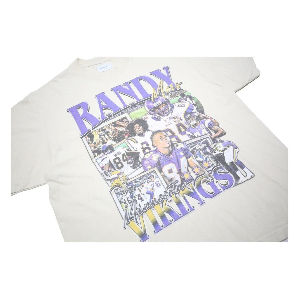 GAME CHANGER Mens Cream Randy Moss Graphic T-Shirt XL Short Sleeve Crew Neck